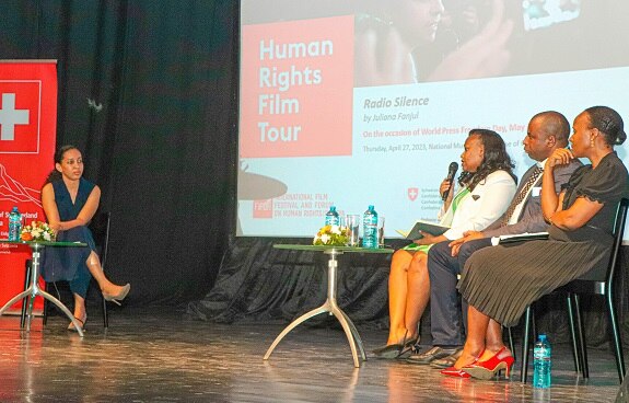 Panel discussion with media respresenatives after the screening of ‘Radio Silence’ at the National Museum and House of Culture in Dar es Salaam.