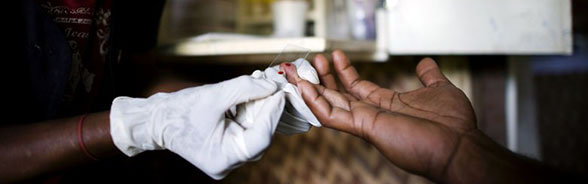 A blood sample from a patient in Papua New Guinea.