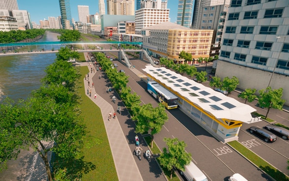 Une visualisation de la future ligne de bus au Vietnam.